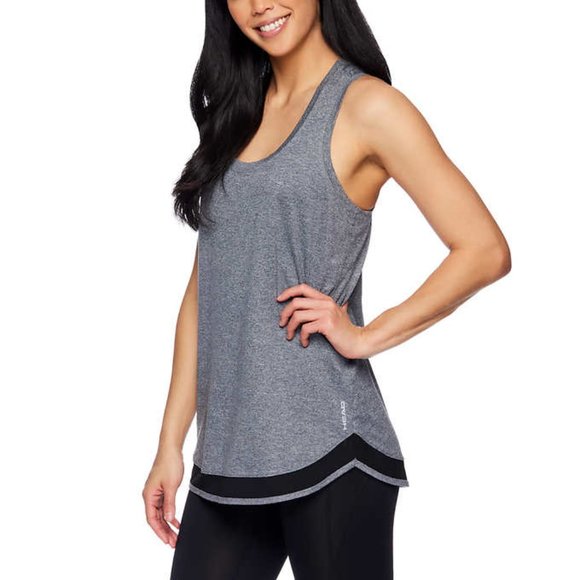 2for$15 NEW Head Women's Active Tank Top | Grey Loose Racerback Workout Shirts - Picture 2 of 4